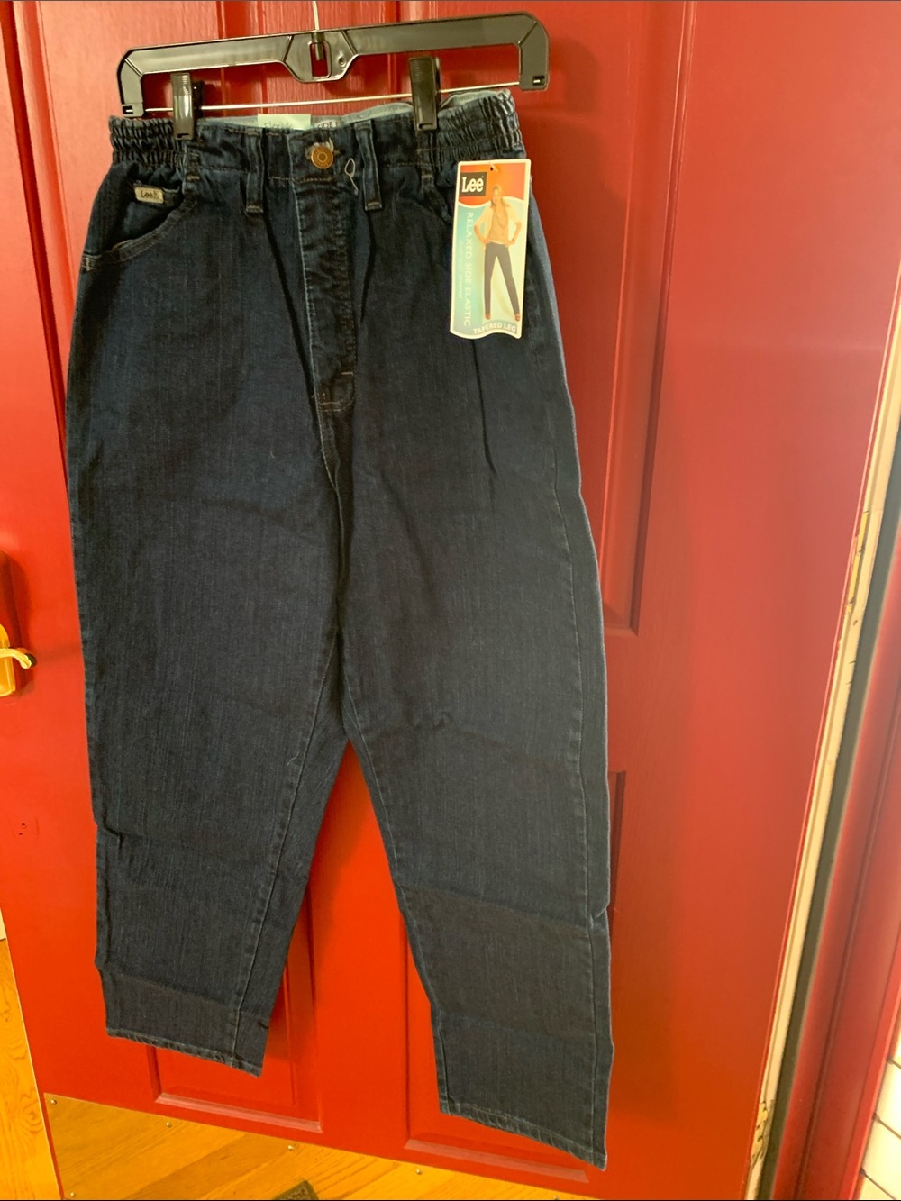 New Lee Women's Relaxed Dark Blue Denim Jeans with Elastic Waistband with tags